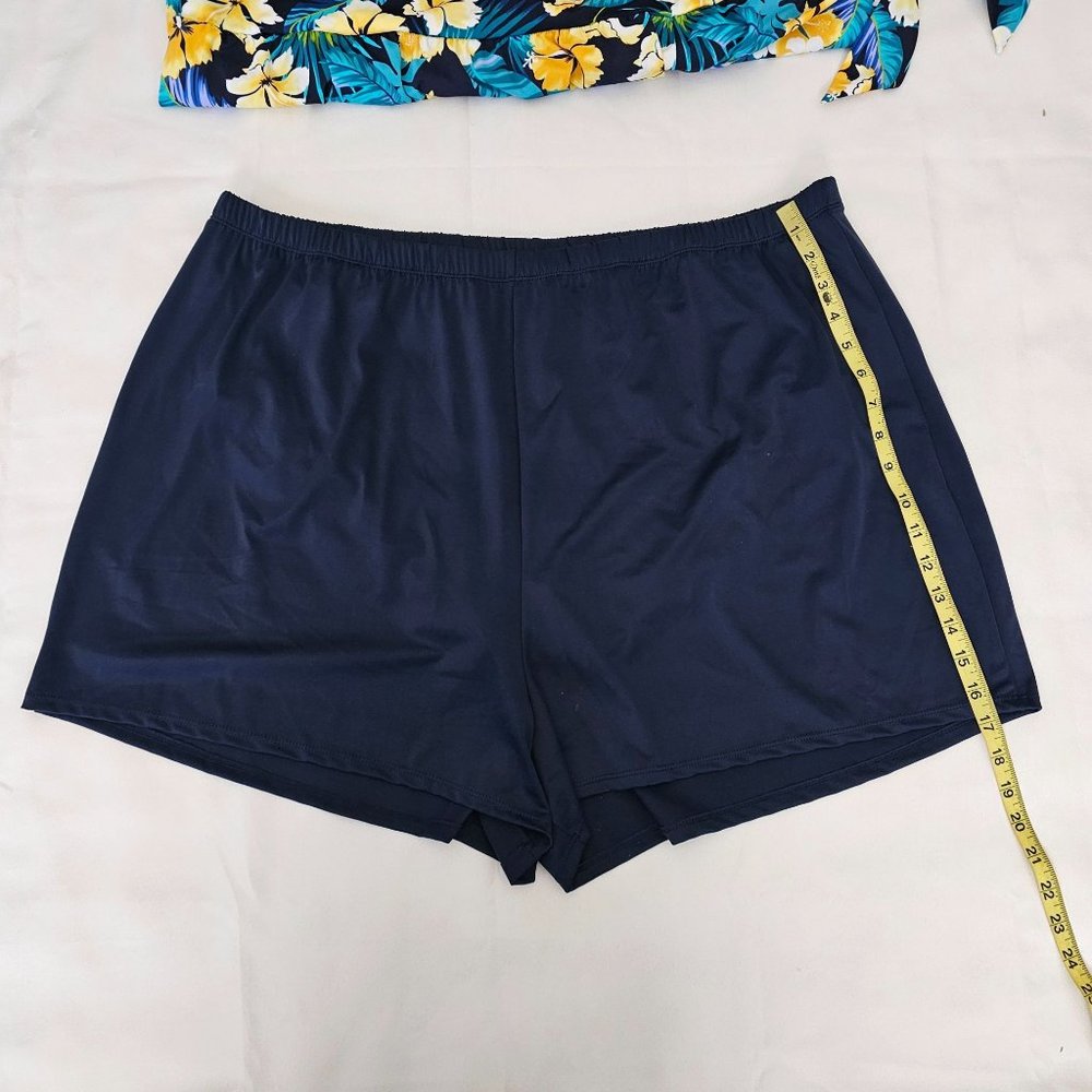 Swimsuit For All Women's Floral Side Tie Blouson Tankini And Shorts Plus Size 26 - Picture 16 of 16
